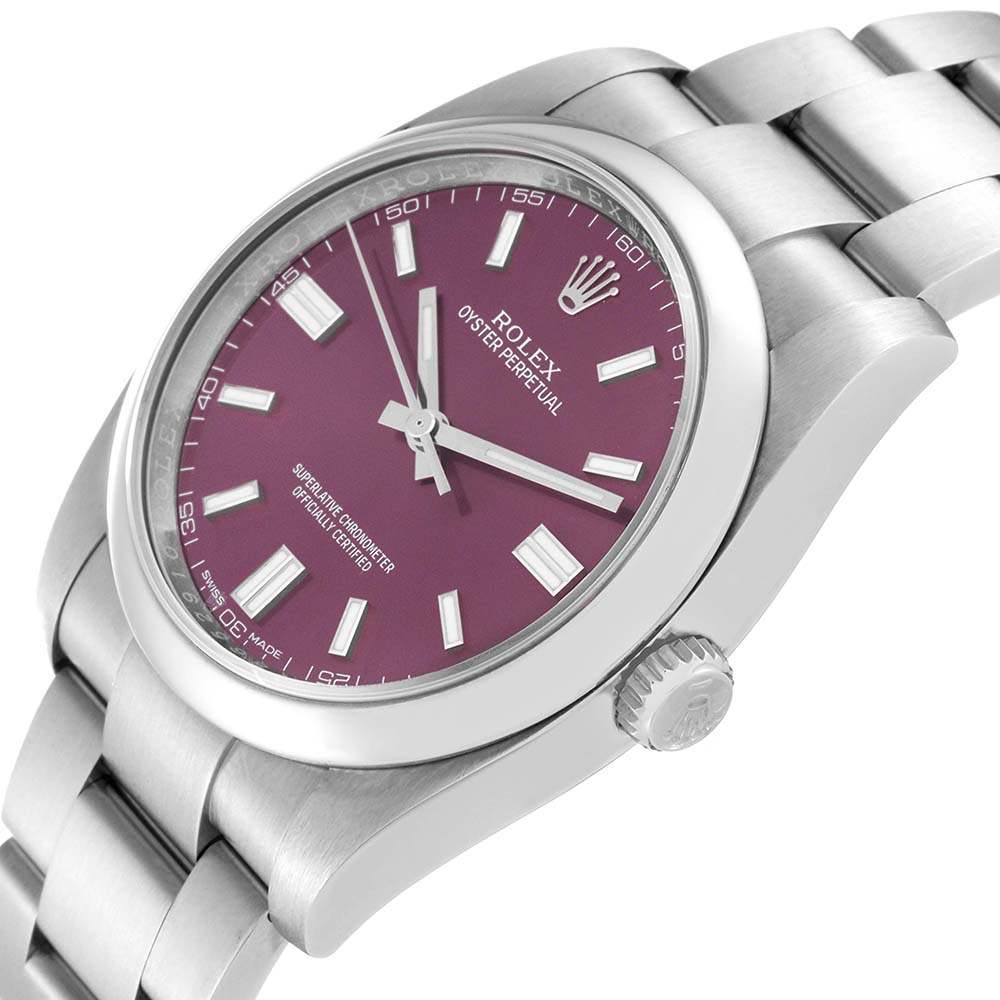ロレックスコピー オイスター パーペチュアル レッド グレープ ダイヤル スチール メンズ ウォッチ 116000 - 商品画像 6