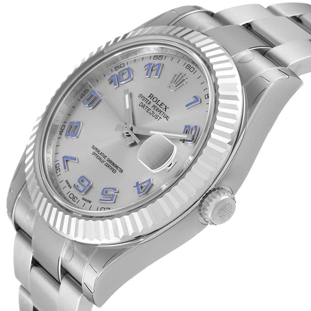 ロレックススーパーコピー デイトジャスト II 41mm スチール ホワイト ゴールド ブルー数字 ウォッチ 116334 - 商品画像 6