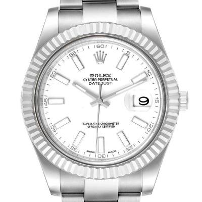 ロレックススーパーコピー デイトジャスト II 41mm バトン ダイヤル スチール ホワイト ゴールド メンズ ウォッチ 116334 - 商品画像 2