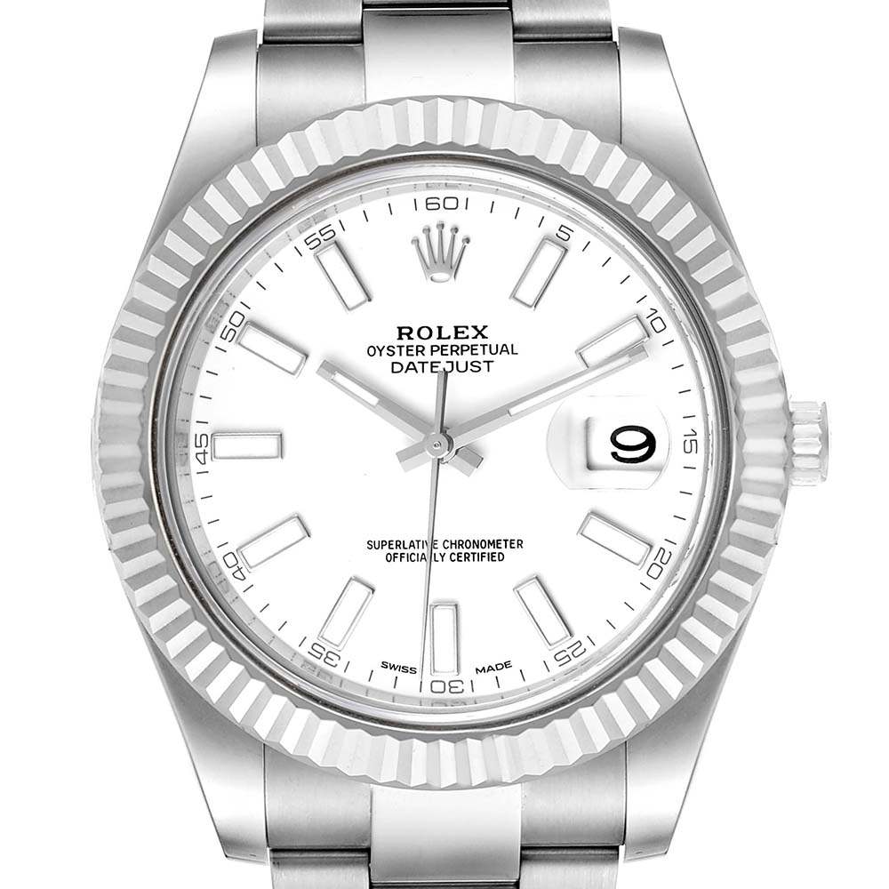 ロレックススーパーコピー デイトジャスト II 41mm バトン ダイヤル スチール ホワイト ゴールド メンズ ウォッチ 116334 - 商品画像 8
