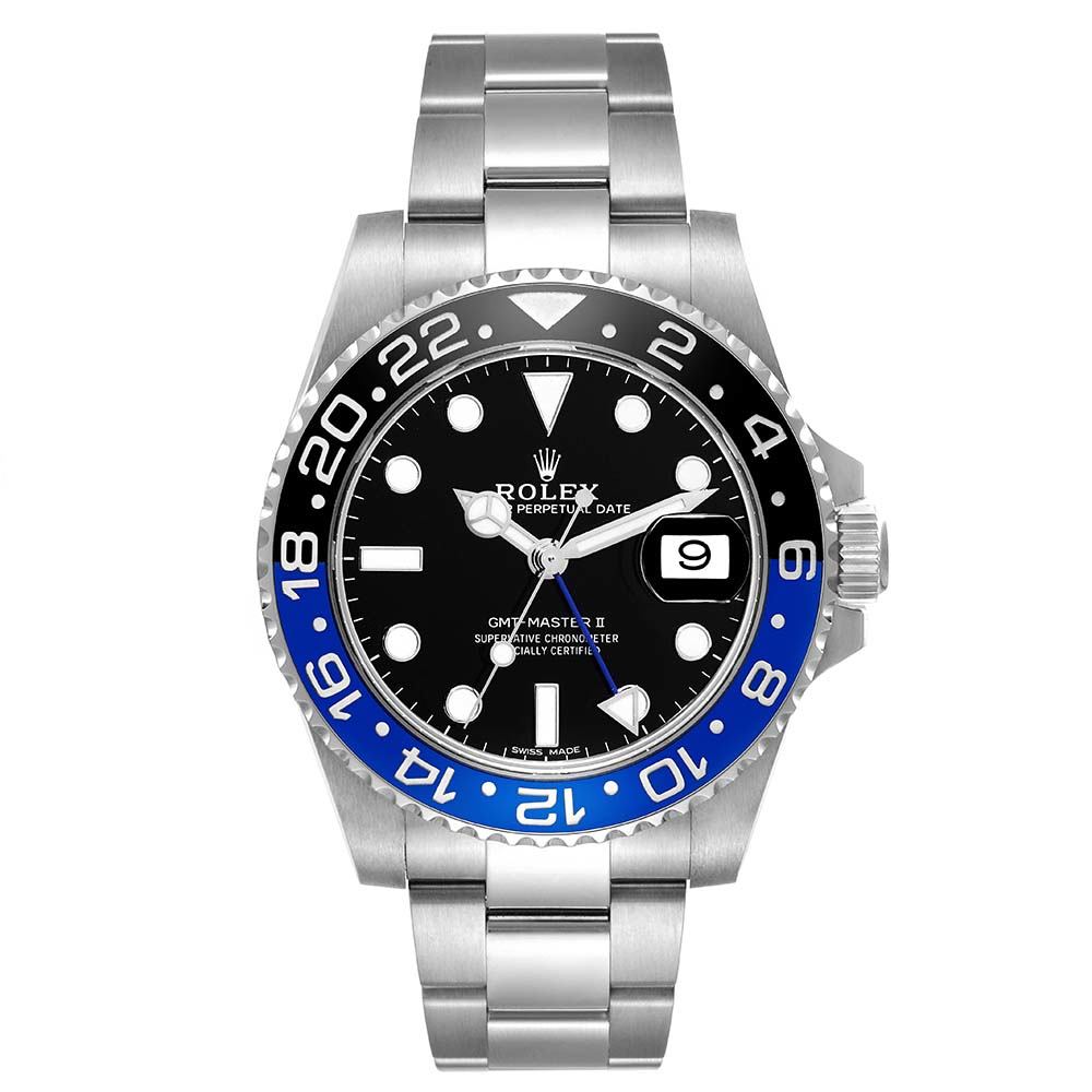 ロレックス コピー GMT マスター II ブラック ブルー バットマン ベゼル スチール メンズ ウォッチ 116710BLNR - 商品画像 1