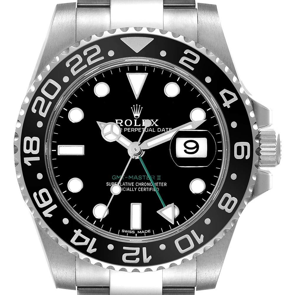 ロレックス コピー GMT マスター II ブラック ダイヤル グリーン ハンド スチール メンズ ウォッチ 116710LN - 商品画像 8