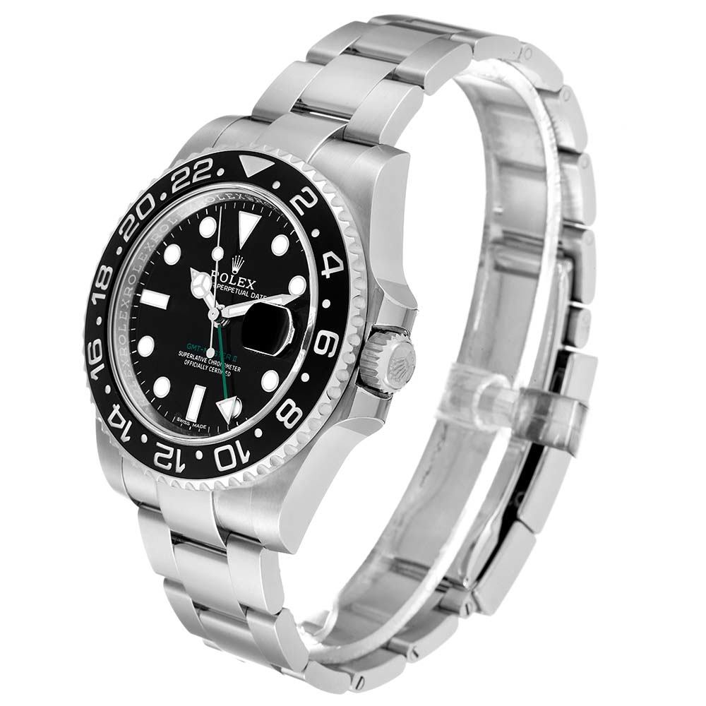 ロレックス コピー GMT マスター II ブラック ダイヤル グリーン ハンド スチール メンズ ウォッチ 116710LN - 商品画像 10