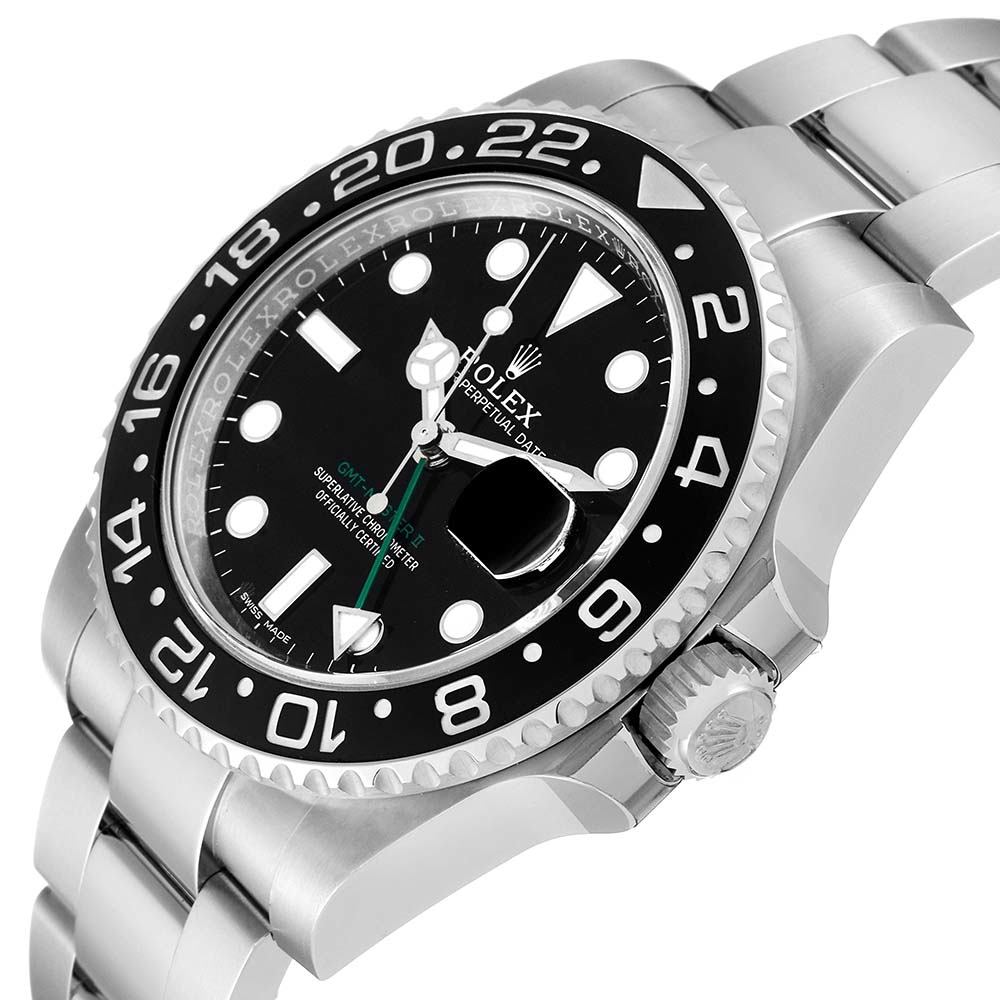 ロレックス コピー GMT マスター II ブラック ダイヤル グリーン ハンド スチール メンズ ウォッチ 116710LN - 商品画像 6