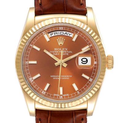 ロレックスコピー プレジデント デイデイト イエローゴールド コニャック ダイヤル メンズ ウォッチ 118138 - 商品画像 2