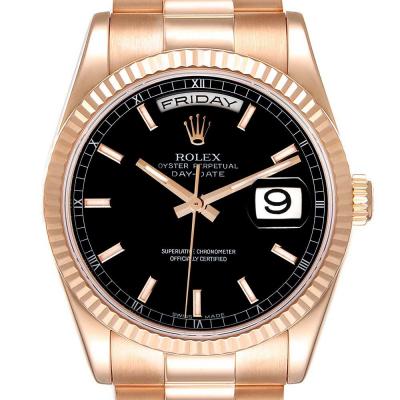 ロレックススーパーコピー プレジデント デイデイト 36 ローズゴールド ブラック ダイヤル メンズ ウォッチ 118235 - 商品画像 2