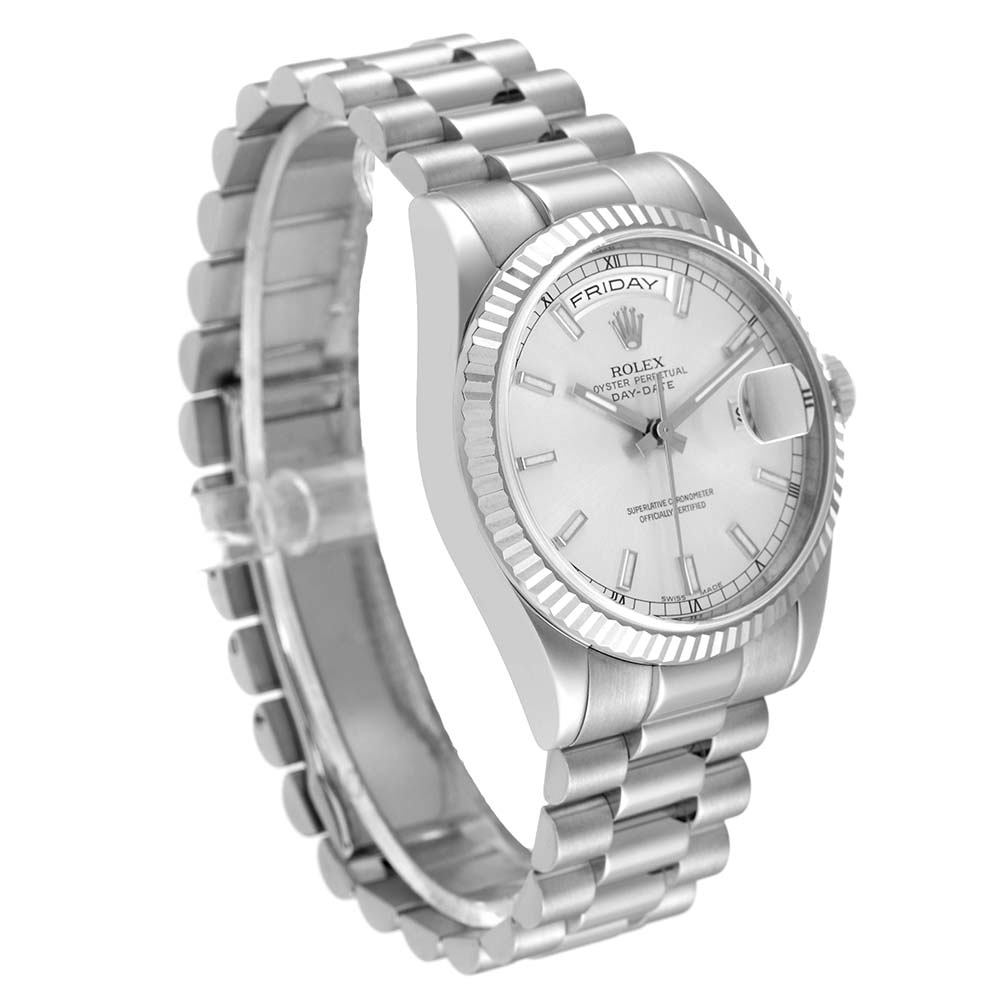ロレックススーパーコピー デイデイト 36mm プレジデント ホワイトゴールド シルバー ダイヤル ウォッチ 118239 - 商品画像 4