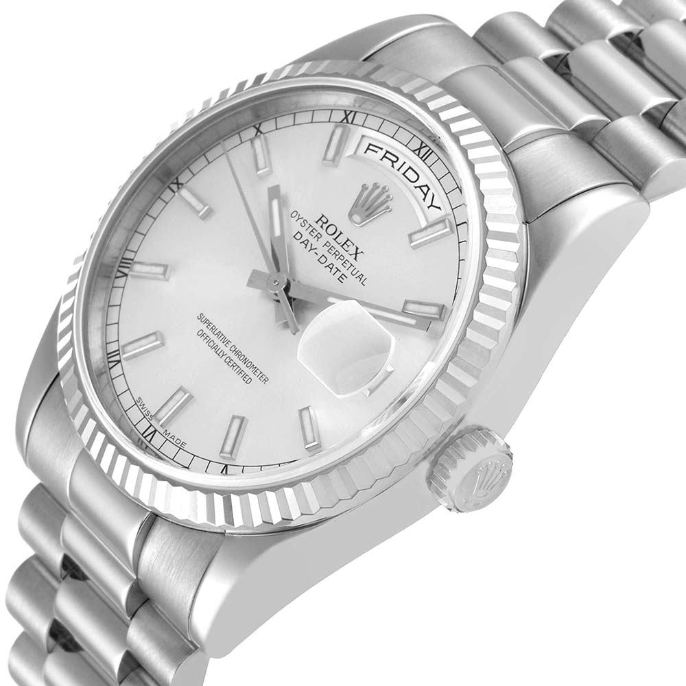 ロレックススーパーコピー デイデイト 36mm プレジデント ホワイトゴールド シルバー ダイヤル ウォッチ 118239 - 商品画像 6