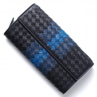 ブランドコピーボッテガヴェネタBOTTEGA VENETA 長財布[小銭入れ付き] NAPPA トルマリン×パシフィック×ピーコック ブルー系 150509 vcb41 4079 レディース - 商品画像 2