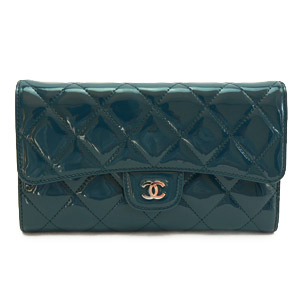 シャネルコピーCHANEL 長財布 三つ折り ココマーク パテント キルティングレザー/マトラッセ ターコイズ A31506 - 商品画像 6