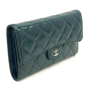 シャネルコピーCHANEL 長財布 三つ折り ココマーク パテント キルティングレザー/マトラッセ ターコイズ A31506 - 商品画像 3