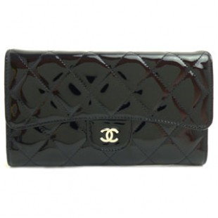 シャネルスーパーコピーCHANEL 長財布 三つ折り ココマーク パテント キルティングレザー/マトラッセ ブラック A31506 - 商品画像 2