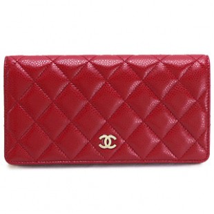 コピーシャネル財布 CHANEL 二つ折り ココマーク キルティング マトラッセ キャビアスキン ルージュレッド A31509 - 商品画像 2