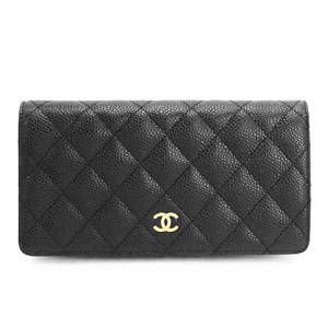 シャネルスーパーコピー財布 CHANEL シャネル 長財布 二つ折り ココマーク キルティング キャビアスキン ブラック×ボルドー/GD A31509 - 商品画像 6