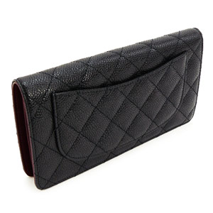 シャネルスーパーコピー財布 CHANEL シャネル 長財布 二つ折り ココマーク キルティング キャビアスキン ブラック×ボルドー/GD A31509 - 商品画像 7