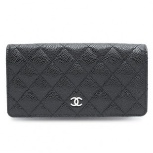 シャネル財布コピーCHANEL 二つ折り ココマーク キルティング キャビアスキン ブラック×ボルドー/SV A31509 CAVIAR BLACK - 商品画像 2