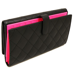 シャネルコピー CHANEL 長財布 Wホック カンボンライン レザー ココマーク キルティング ブラック×ピンク A46643 BKBKPK - 商品画像 7
