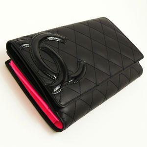 シャネルコピー CHANEL 長財布 Wホック カンボンライン レザー ココマーク キルティング ブラック×ピンク A46643 BKBKPK - 商品画像 4