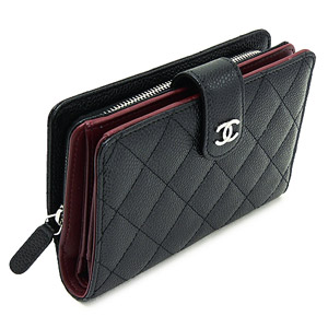 シャネル財布スーパーコピーCHANEL シャネル 財布 二つ折り マトラッセ キャビアスキン キルティング レザー ブラック×ボルドー A48667 - 商品画像 3