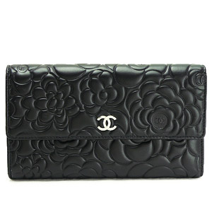シャネルコピーCHANEL 長財布 三つ折りフラップ カメリア 型押しレザー ココマーク ブラック A48684 - 商品画像 6