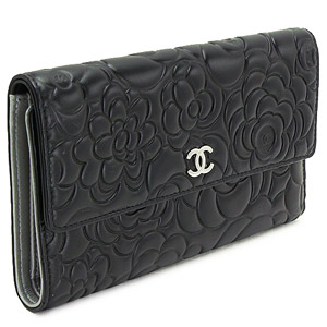 シャネルコピーCHANEL 長財布 三つ折りフラップ カメリア 型押しレザー ココマーク ブラック A48684 - 商品画像 3