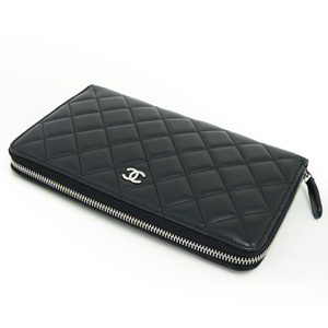 シャネル CHANEL 長財布 ラウンドファスナー キャビアスキン ココマーク キルティング マトラッセ ブラック×ボルドー A48982 - 商品画像 4