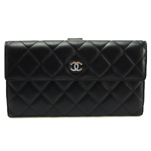 CHANEL シャネル 財布 Wホックフラップ マトラッセ レザー キルティング ブラック×ボルドー A48983 - 商品画像 6