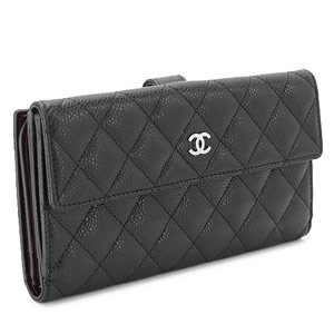 コピーシャネル財布 CHANEL Wホック マトラッセ キルティング キャビア レザー ブラック A48983 - 商品画像 3