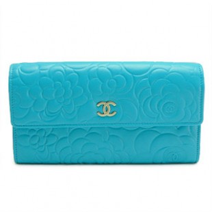 シャネル長財布スーパーコピーCHANEL シャネル 二つ折りフラップ カメリア 型押しレザー ココマーク ブルー A50084 - 商品画像 2