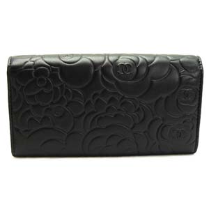 シャネル 長財布 CHANEL シャネル 財布 二つ折り カメリア 型押し レザー ココマーク ブラック×シルバー A50084 - 商品画像 7