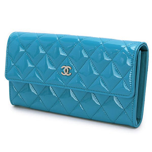 シャネル財布コピー CHANEL 二つ折りフラップ マトラッセ/キルティング パテントレザー ブルー×SV A50096 - 商品画像 3