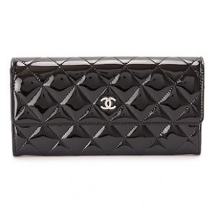 シャネルスーパーコピーCHANEL 財布 二つ折りフラップ マトラッセ/キルティング パテントレザー ブラック×SV A50096 PATENT BKSV - 商品画像 2