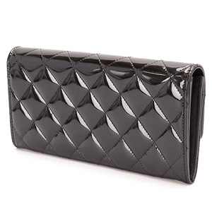 シャネルスーパーコピーCHANEL 財布 二つ折りフラップ マトラッセ/キルティング パテントレザー ブラック×SV A50096 PATENT BKSV - 商品画像 6