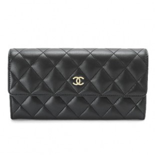 シャネルコピーCHANEL 財布 二つ折りフラップ キルティング マトラッセ ラムレザー ブラック/GD A50096 Y01480 C3906 - 商品画像 2