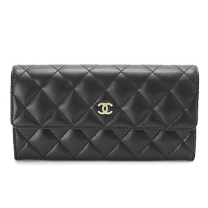 シャネルコピーCHANEL 財布 二つ折りフラップ キルティング マトラッセ ラムレザー ブラック/GD A50096 Y01480 C3906 - 商品画像 6