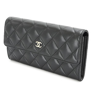 シャネルコピーCHANEL 財布 二つ折りフラップ キルティング マトラッセ ラムレザー ブラック/GD A50096 Y01480 C3906 - 商品画像 3