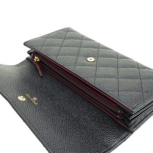シャネルコピー財布 CHANEL 二つ折りフラップ キャビアスキン/CAVIAR キルティング マトラッセ レザー ブラック×ボルドー A50096 Y01864 C3906 - 商品画像 4