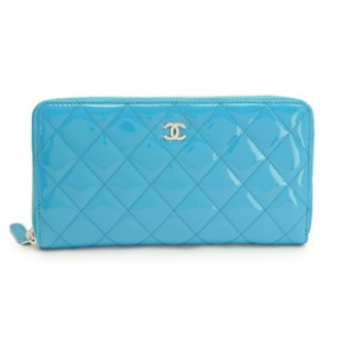 シャネルスーパーコピー財布 CHANEL シャネル 財布 ラウンドファスナー パテントレザー ココマーク キルティング マトラッセ ブルー A50097 - 商品画像 2