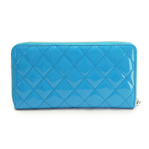 シャネルスーパーコピー財布 CHANEL シャネル 財布 ラウンドファスナー パテントレザー ココマーク キルティング マトラッセ ブルー A50097 - 商品画像 7