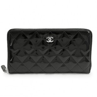 シャネルスーパーコピー 財布 CHANEL ラウンドファスナー パテントレザー ココマーク キルティング マトラッセ ブラック×SV A50097 - 商品画像 2