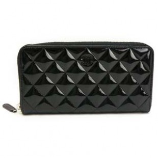 シャネルスーパーコピー長財布 CHANEL シャネル 財布 ラウンドファスナー パテントレザー ココマーク キルティング マトラッセ ブラック A50097 - 商品画像 2
