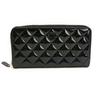 シャネルスーパーコピー長財布 CHANEL シャネル 財布 ラウンドファスナー パテントレザー ココマーク キルティング マトラッセ ブラック A50097 - 商品画像 6