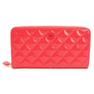 シャネル財布スーパーコピーCHANEL ラウンドファスナー パテントレザー ココマーク キルティング マトラッセ コーラルピンク A50097 - 商品画像 2