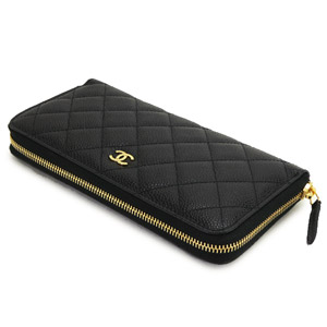 シャネルスーパーコピーCHANEL 財布 ラウンドファスナー レザー キャビアスキン キルティング マトラッセ ブラック×ボルドー A50097 - 商品画像 4