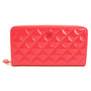 シャネル財布スーパーコピーCHANEL ラウンドファスナー パテントレザー ココマーク キルティング マトラッセ コーラルピンク A50097 - 商品画像 6