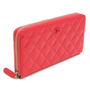 シャネル財布スーパーコピーCHANEL ラウンドファスナー パテントレザー ココマーク キルティング マトラッセ コーラルピンク A50097 - 商品画像 3