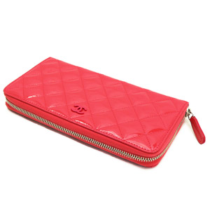 シャネル財布スーパーコピーCHANEL ラウンドファスナー パテントレザー ココマーク キルティング マトラッセ コーラルピンク A50097 - 商品画像 4