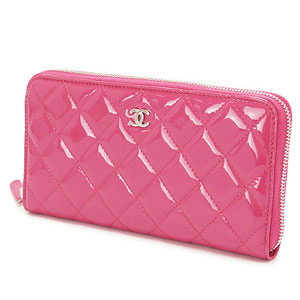 シャネルスーパーコピー財布 CHANEL ラウンドファスナー パテントレザー ココマーク キルティング マトラッセ ピンク×SV A50097 Y06830 0A419 - 商品画像 3