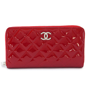 シャネル財布コピーCHANEL ラウンドファスナー パテントレザー ブリリアント キルティング レッド A50106 - 商品画像 5