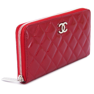 シャネル財布コピーCHANEL ラウンドファスナー パテントレザー ブリリアント キルティング レッド A50106 - 商品画像 3